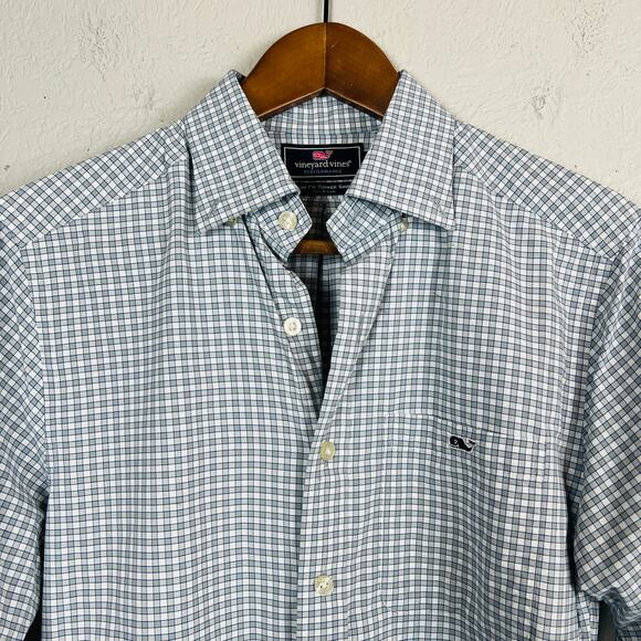 Vineyard Vines Button Up Slim Fit Tucker Shirt Long Sleeve White Grey - XS - Picture 2 of 4